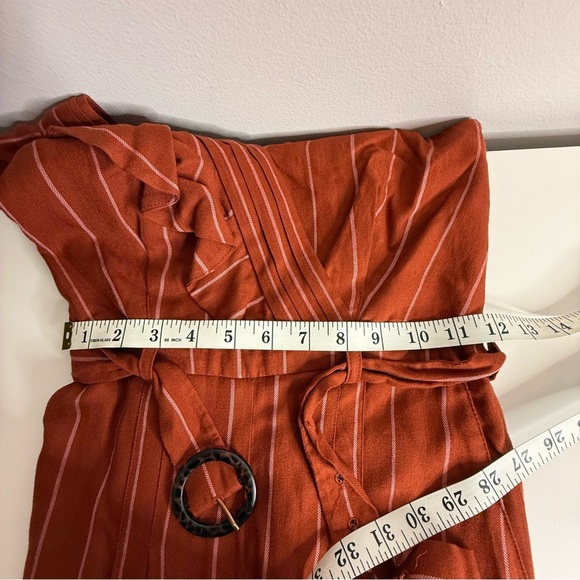 Three Floor Margaux Jumpsuit pinstriped copper Linen Size 0 RTR - Picture 14 of 15